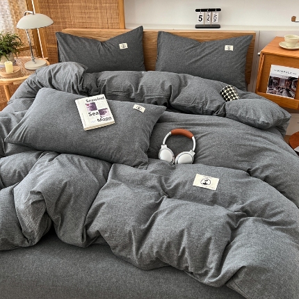 （总）2025新款全棉水洗棉色织四件套复古条纹ins风纯棉学生宿舍三件套床单床笠款