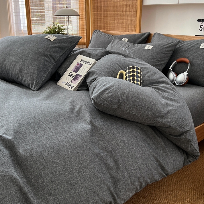 91家纺网 家纺一手货源 找家纺 （总）2025新款全棉水洗棉色织四件套复古条纹ins风纯棉学生宿舍三件套床单床笠款