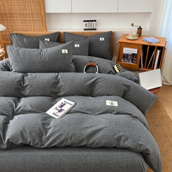 91家纺网 家纺一手货源 找家纺 （总）2025新款全棉水洗棉色织四件套复古条纹ins风纯棉学生宿舍三件套床单床笠款