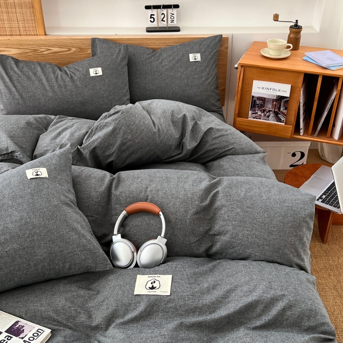 91家纺网 家纺一手货源 找家纺 （总）2025新款全棉水洗棉色织四件套复古条纹ins风纯棉学生宿舍三件套床单床笠款