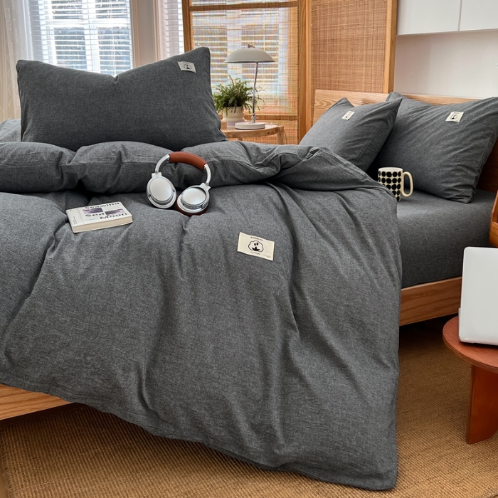 91家纺网 家纺一手货源 找家纺 （总）2025新款全棉水洗棉色织四件套复古条纹ins风纯棉学生宿舍三件套床单床笠款