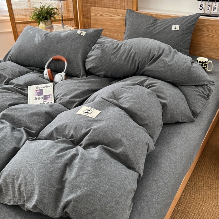 91家纺网 家纺一手货源 找家纺 （总）2025新款全棉水洗棉色织四件套复古条纹ins风纯棉学生宿舍三件套床单床笠款