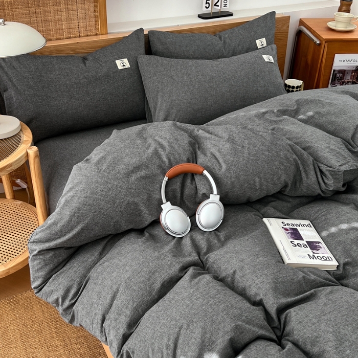 91家纺网 家纺一手货源 找家纺 （总）2025新款全棉水洗棉色织四件套复古条纹ins风纯棉学生宿舍三件套床单床笠款