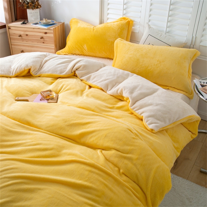 91家纺网 家纺一手货源 找家纺 （总）兰紫橙家纺 2025新款双面绒纯色双拼牛奶绒四件套--全尺寸