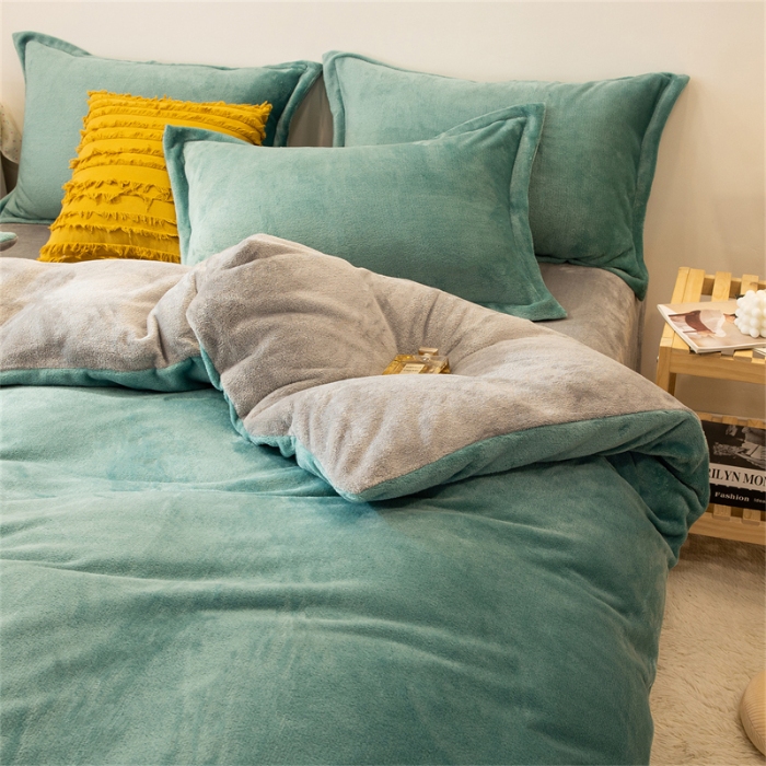 91家纺网 家纺一手货源 找家纺 （总）兰紫橙家纺 2025新款双面绒纯色双拼牛奶绒四件套--全尺寸