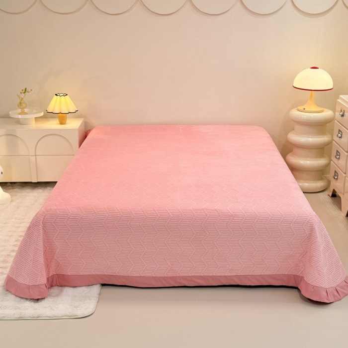 91家纺网 家纺一手货源 找家纺 （总）控价 2025新款 床盖款240克全消光A类刺绣牛奶绒四件套-可爱猫