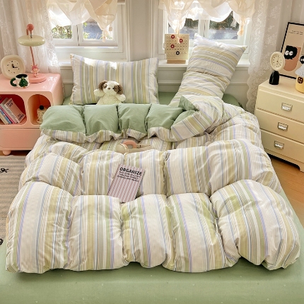 91家纺网 家纺一手货源 找家纺 （总）2025新款13070纯棉四件套卡通小清新全棉印花三四件套床单床笠款床品套件