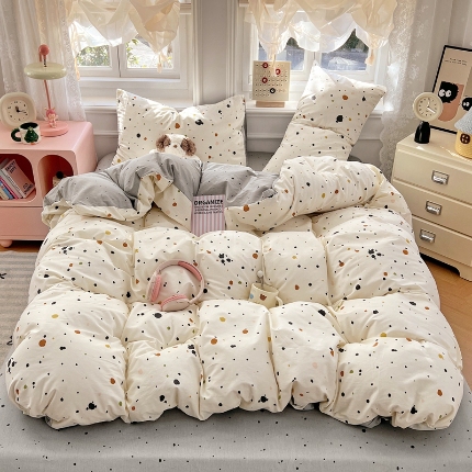 91家纺网 家纺一手货源 找家纺 （总）2025新款13070纯棉四件套卡通小清新全棉印花三四件套床单床笠款床品套件