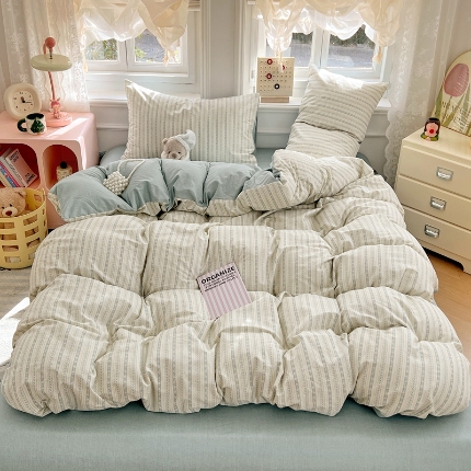 91家纺网 家纺一手货源 找家纺 （总）2025新款13070纯棉四件套卡通小清新全棉印花三四件套床单床笠款床品套件