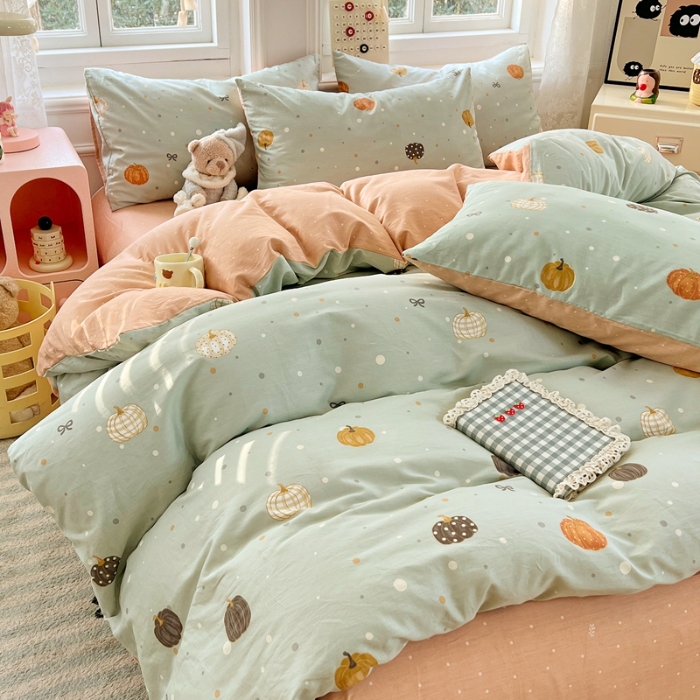 91家纺网 家纺一手货源 找家纺 （总）2025新款13070纯棉四件套卡通小清新全棉印花三四件套床单床笠款床品套件