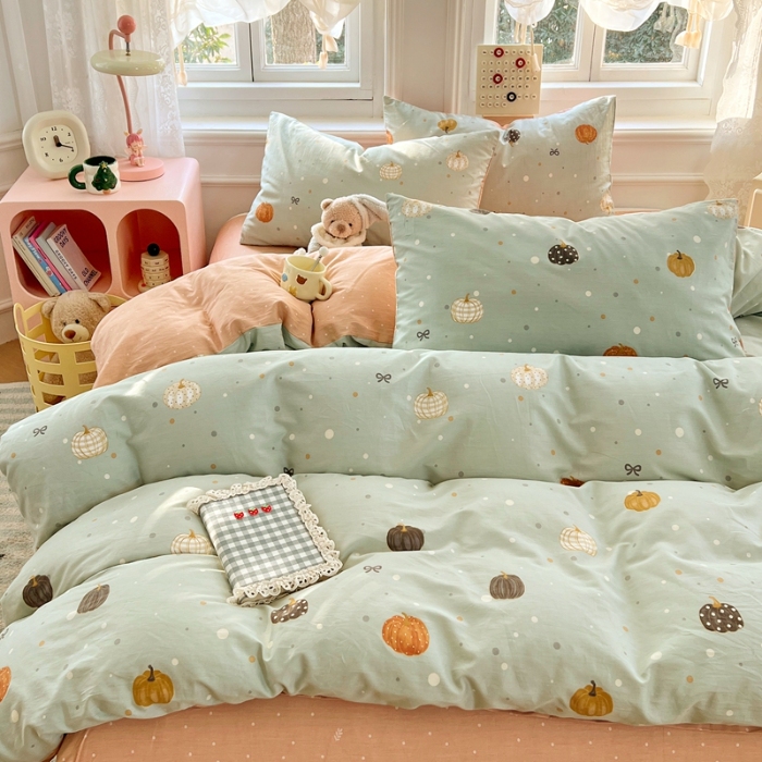 91家纺网 家纺一手货源 找家纺 （总）2025新款13070纯棉四件套卡通小清新全棉印花三四件套床单床笠款床品套件