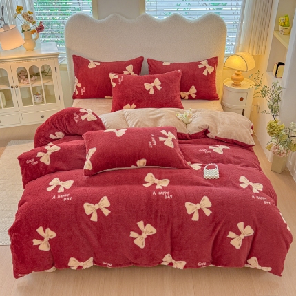 91家纺网 家纺一手货源 找家纺 （总）爱多多家居 2025新款印花美拉德兔毛印花四件套单被套