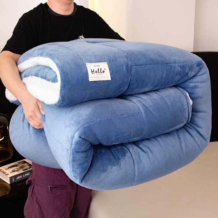 91家纺网 家纺一手货源 找家纺 2025新款床上用品加厚保暖牛奶绒被子羊羔绒被芯学生宿舍单人棉被