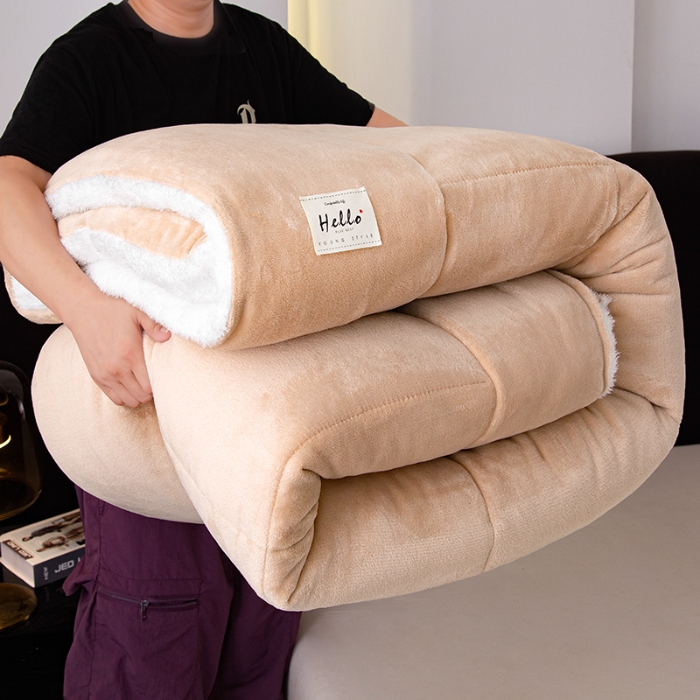 91家纺网 家纺一手货源 找家纺 2025新款床上用品加厚保暖牛奶绒被子羊羔绒被芯学生宿舍单人棉被