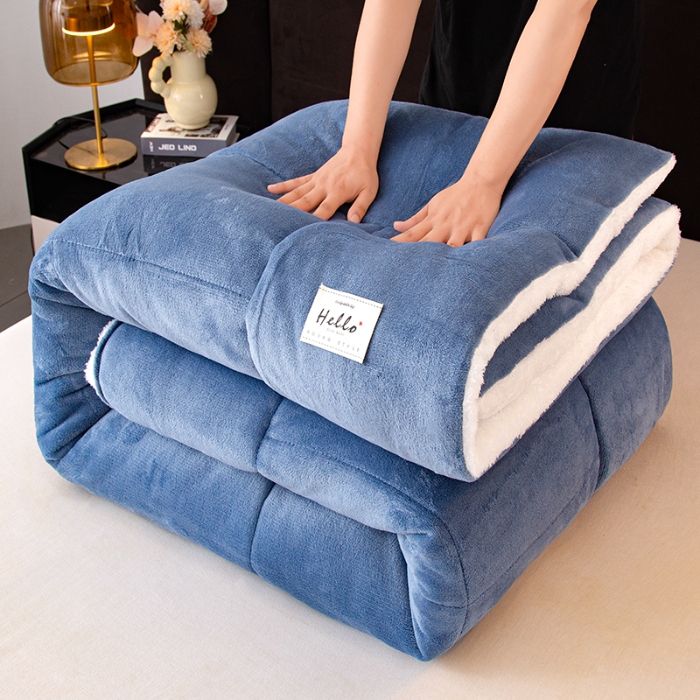 91家纺网 家纺一手货源 找家纺 2025新款床上用品加厚保暖牛奶绒被子羊羔绒被芯学生宿舍单人棉被