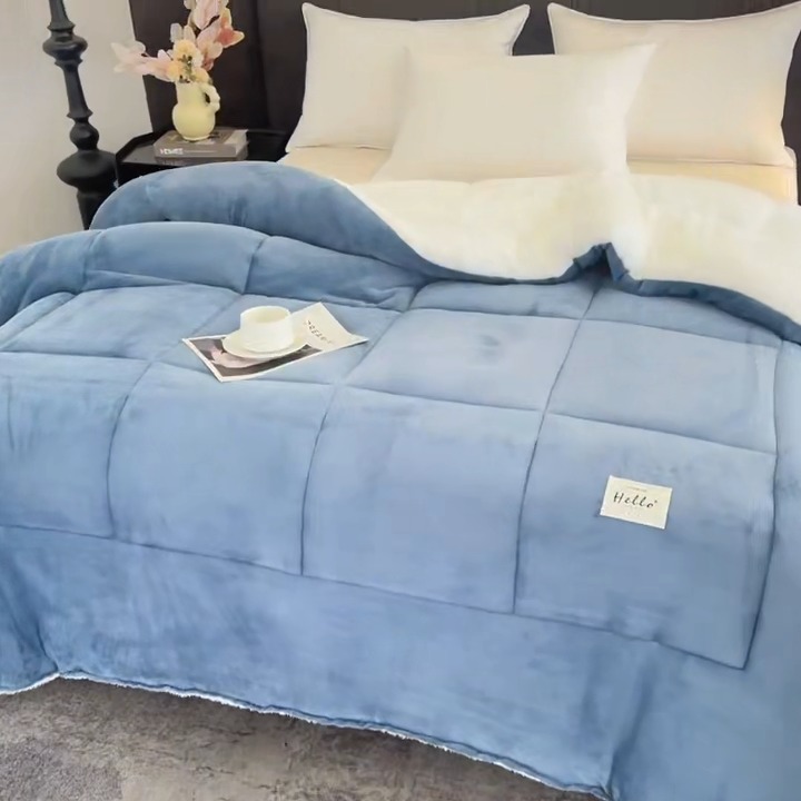 91家纺网 家纺一手货源 找家纺 2025新款床上用品加厚保暖牛奶绒被子羊羔绒被芯学生宿舍单人棉被