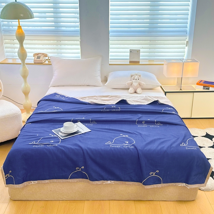91家纺网 家纺一手货源 找家纺 友承家纺 2025新款舒适印花水洗棉夏被 鲸鱼