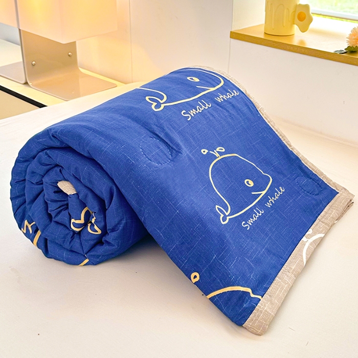 91家纺网 家纺一手货源 找家纺 友承家纺 2025新款舒适印花水洗棉夏被 鲸鱼