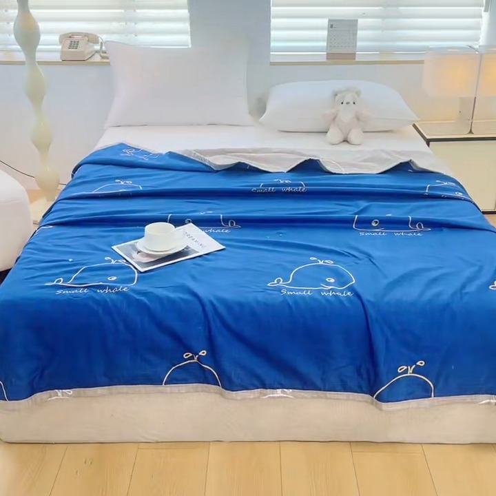 91家纺网 家纺一手货源 找家纺 友承家纺 2025新款舒适印花水洗棉夏被 鲸鱼