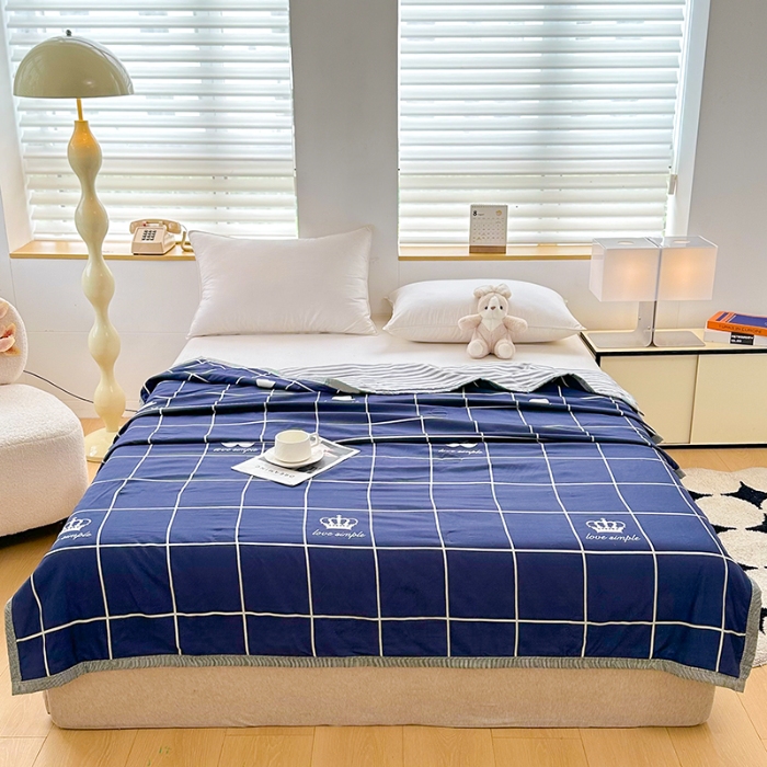 91家纺网 家纺一手货源 找家纺 友承家纺 2025新款舒适印花水洗棉夏被 简约