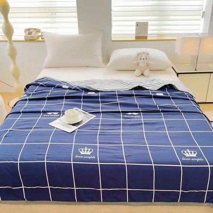 91家纺网 家纺一手货源 找家纺 友承家纺 2025新款舒适印花水洗棉夏被 简约