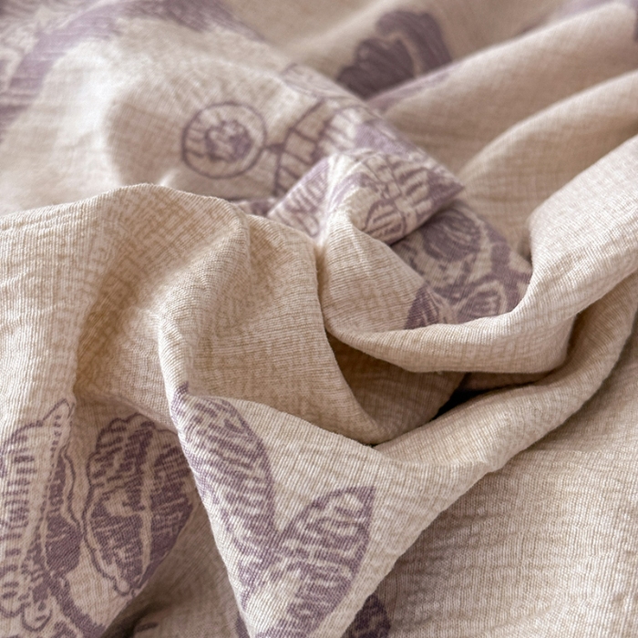 91家纺网 家纺一手货源 找家纺 苏米娜2025秋冬新款法式复古双层花边大蕾丝水洗棉亚麻床盖款四件套全棉纯棉印花小碎花四件套 普罗旺斯