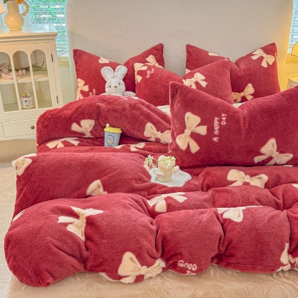 91家纺网 家纺一手货源 找家纺 （总）2025新款 印花美拉德兔毛印花单被套 