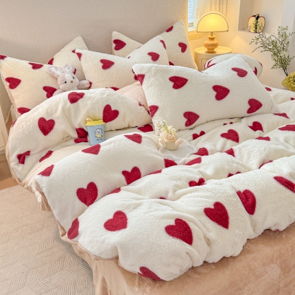 91家纺网 家纺一手货源 找家纺 （总）2025新款 印花美拉德兔毛印花单被套 