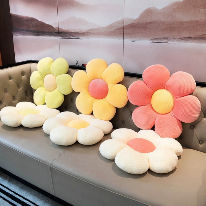 91家纺网 家纺一手货源 找家纺 （总）李帅家居 2025新款6花瓣小雏菊坐垫花瓣抱枕直播赠品礼品椅子垫