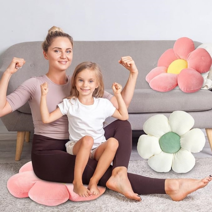 91家纺网 家纺一手货源 找家纺 （总）李帅家居 2025新款6花瓣小雏菊坐垫花瓣抱枕直播赠品礼品椅子垫