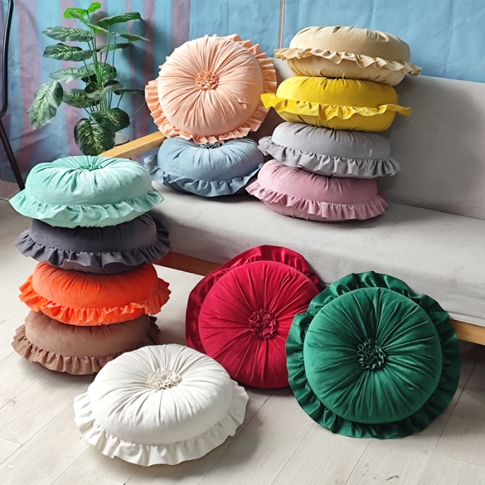 91家纺网 家纺一手货源 找家纺 （总）李帅家居 新款荷叶边花蕊抱枕花边靠垫沙发靠背装饰家用腰靠枕花朵枕芯