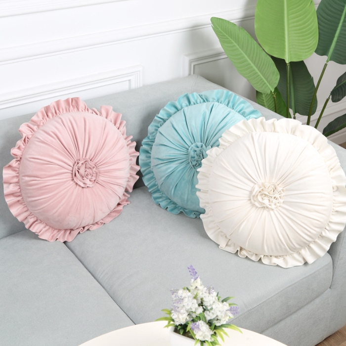 91家纺网 家纺一手货源 找家纺 （总）李帅家居 新款荷叶边花蕊抱枕花边靠垫沙发靠背装饰家用腰靠枕花朵枕芯