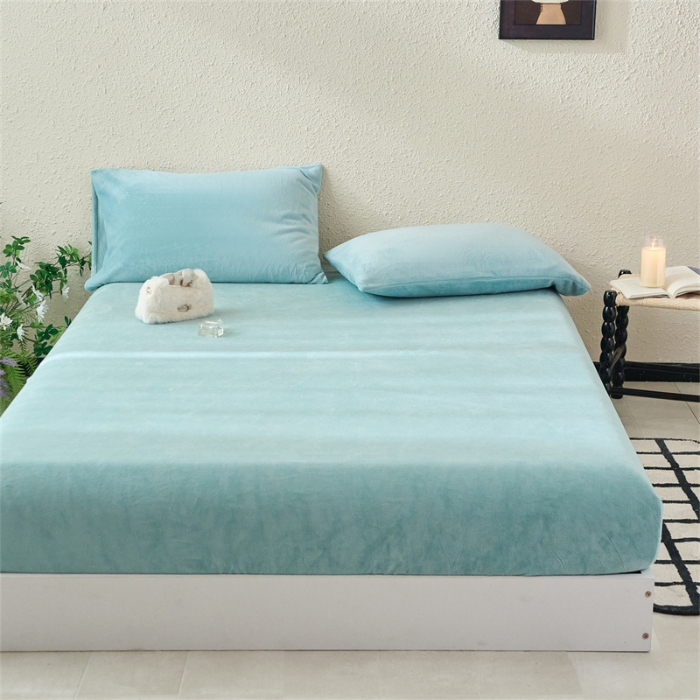 91家纺网 家纺一手货源 找家纺 （总）兰紫橙家纺 2025新款简约纯色单面200克重牛奶绒床笠系列