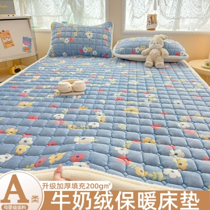 91家纺网 家纺一手货源 找家纺 （总）爱屋及屋 2025加厚牛奶绒印花床垫软垫加绒加厚床褥垫床护垫铺底毛绒垫子【200g填充】