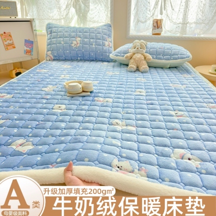 91家纺网 家纺一手货源 找家纺 （总）爱屋及屋 2025加厚牛奶绒印花床垫软垫加绒加厚床褥垫床护垫铺底毛绒垫子【200g填充】