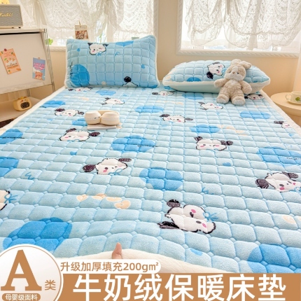 91家纺网 家纺一手货源 找家纺 （总）爱屋及屋 2025加厚牛奶绒印花床垫软垫加绒加厚床褥垫床护垫铺底毛绒垫子【200g填充】