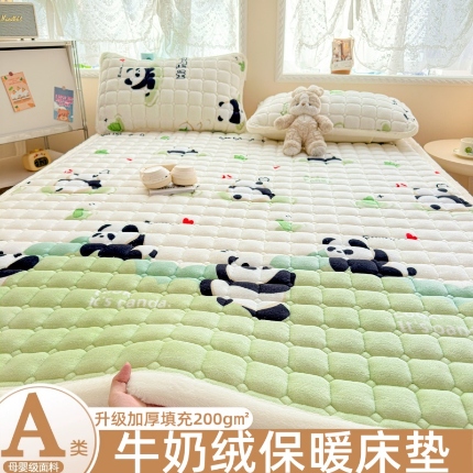 91家纺网 家纺一手货源 找家纺 （总）爱屋及屋 2025加厚牛奶绒印花床垫软垫加绒加厚床褥垫床护垫铺底毛绒垫子【200g填充】