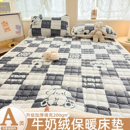 91家纺网 家纺一手货源 找家纺 （总）爱屋及屋 2025加厚牛奶绒印花床垫软垫加绒加厚床褥垫床护垫铺底毛绒垫子【200g填充】