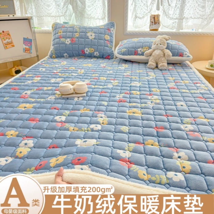 91家纺网 家纺一手货源 找家纺 （总）爱屋及屋 2025加厚牛奶绒印花床垫软垫加绒加厚床褥垫床护垫铺底毛绒垫子【200g填充】