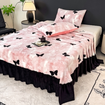 91家纺网 家纺一手货源 找家纺 （总）2025新款美拉德兔毛绒床裙 床单