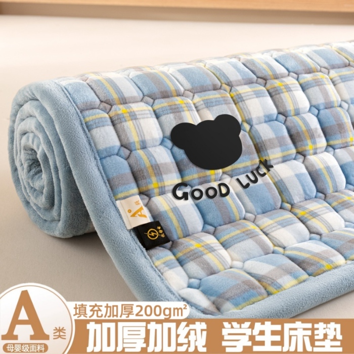 91家纺网 家纺一手货源 找家纺 （总）爱屋及屋 2025加厚牛奶绒格子床垫软垫加绒加厚床褥垫床护垫铺底毛绒垫子【200g填充】