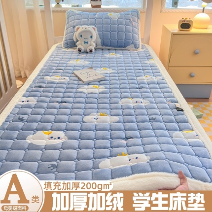 91家纺网 家纺一手货源 找家纺 （总）爱屋及屋 2025加厚牛奶绒印花床垫软垫加绒加厚床褥垫床护垫铺底毛绒垫子【200g填充】