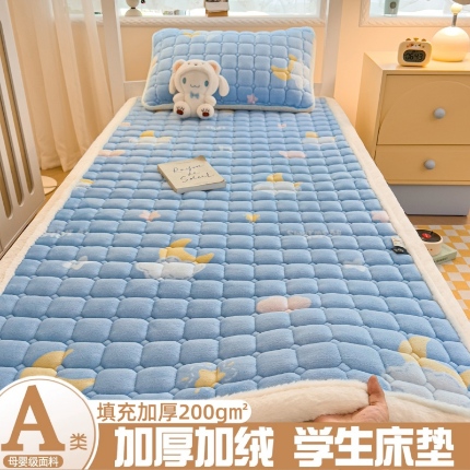 91家纺网 家纺一手货源 找家纺 （总）爱屋及屋 2025加厚牛奶绒印花床垫软垫加绒加厚床褥垫床护垫铺底毛绒垫子【200g填充】