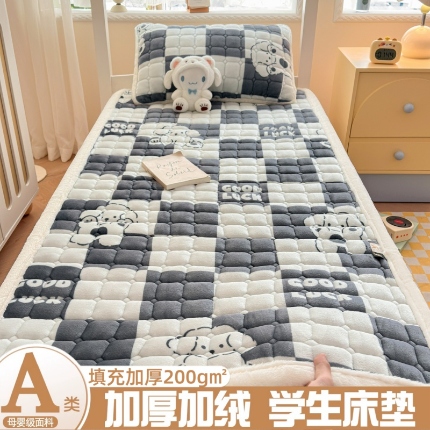 91家纺网 家纺一手货源 找家纺 （总）爱屋及屋 2025加厚牛奶绒印花床垫软垫加绒加厚床褥垫床护垫铺底毛绒垫子【200g填充】