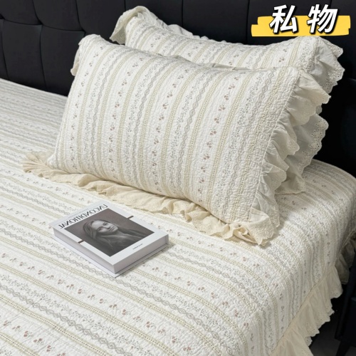 91家纺网 家纺一手货源 找家纺 （总）赫本纯棉床盖三件套 韩国碎花纯棉床盖三件套全棉夹棉床单花边可机洗