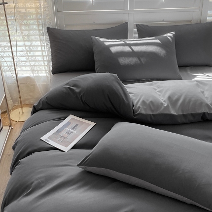 （总）2025新款纯色双拼水洗棉四件套ins风柔软裸睡床单被套枕套四季通用床上用品