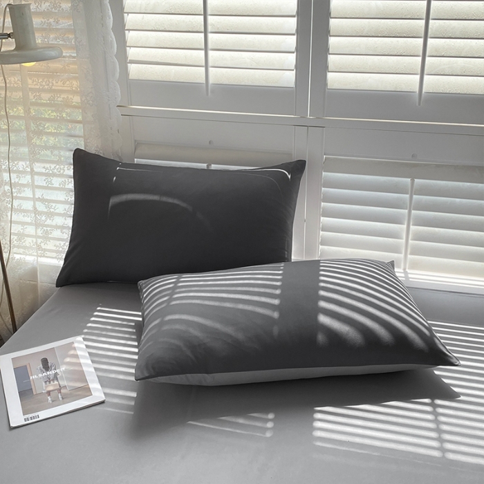 91家纺网 家纺一手货源 找家纺 （总）2025新款纯色双拼水洗棉四件套ins风柔软裸睡床单被套枕套四季通用床上用品