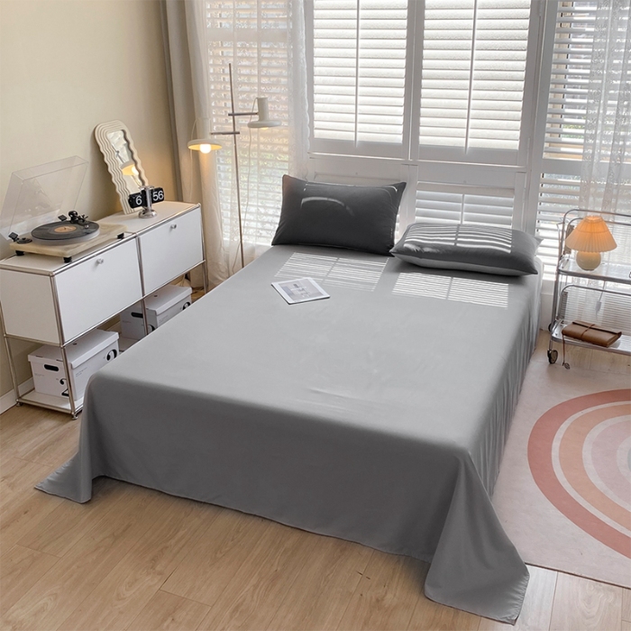 91家纺网 家纺一手货源 找家纺 （总）2025新款纯色双拼水洗棉四件套ins风柔软裸睡床单被套枕套四季通用床上用品