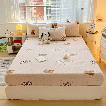 91家纺网 家纺一手货源 找家纺 （总）2025新款加厚A类牛奶绒印花床笠床罩床护垫