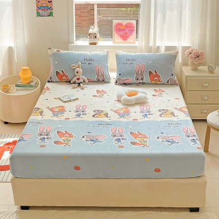 91家纺网 家纺一手货源 找家纺 （总）2025新款加厚A类牛奶绒印花床笠床罩床护垫